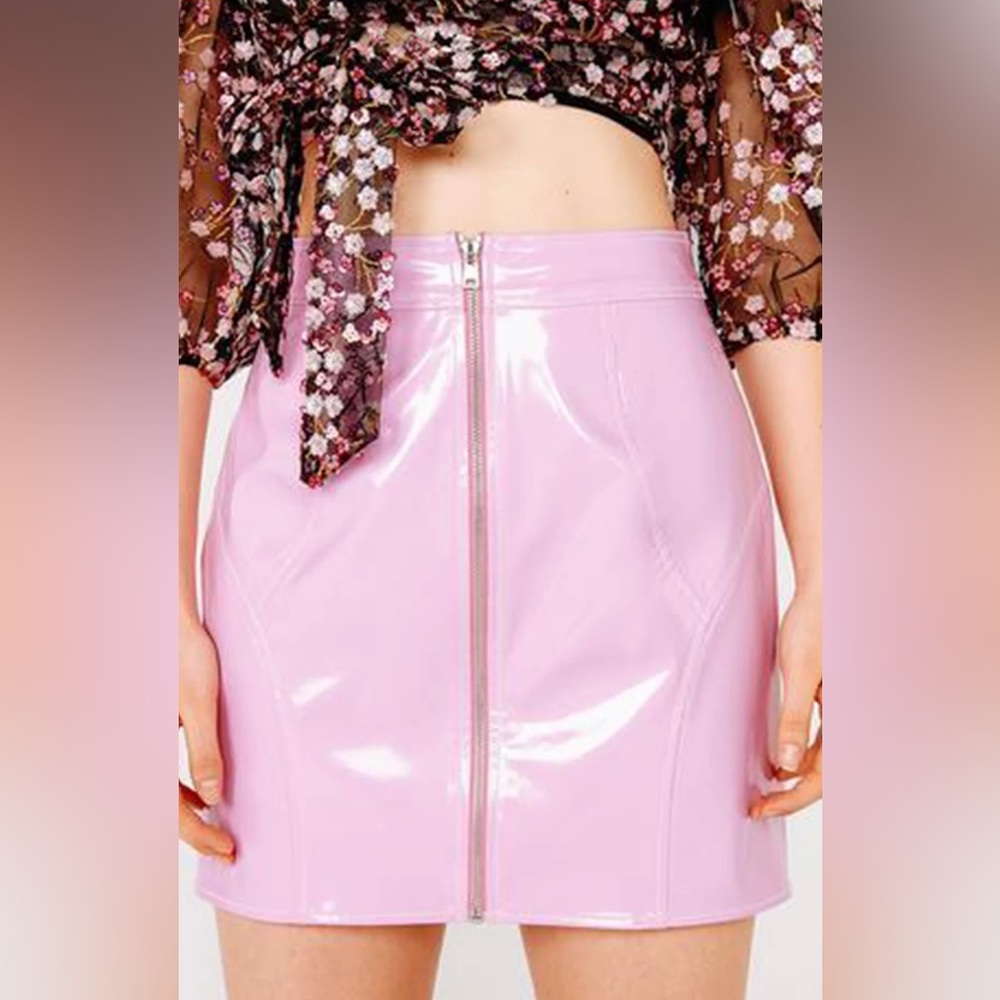 for love and lemons pink vinyl skirt barbiecore NWT